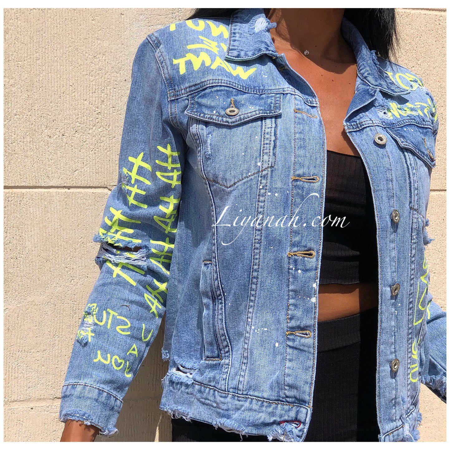 VESTE JEAN BLUE / YELLOW Modèle ONE LOVE