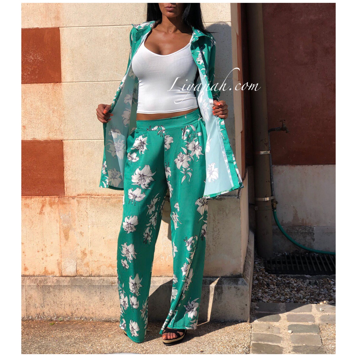 Ensemble Mod le ZYAKA Chemise Pantalon Vert liyanah