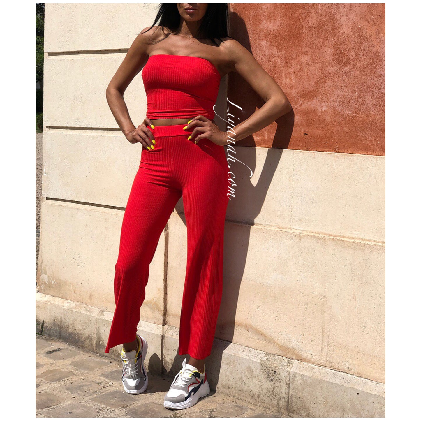 Ensemble Crop Top + Pantalon Modèle MAHORA / 7 couleurs