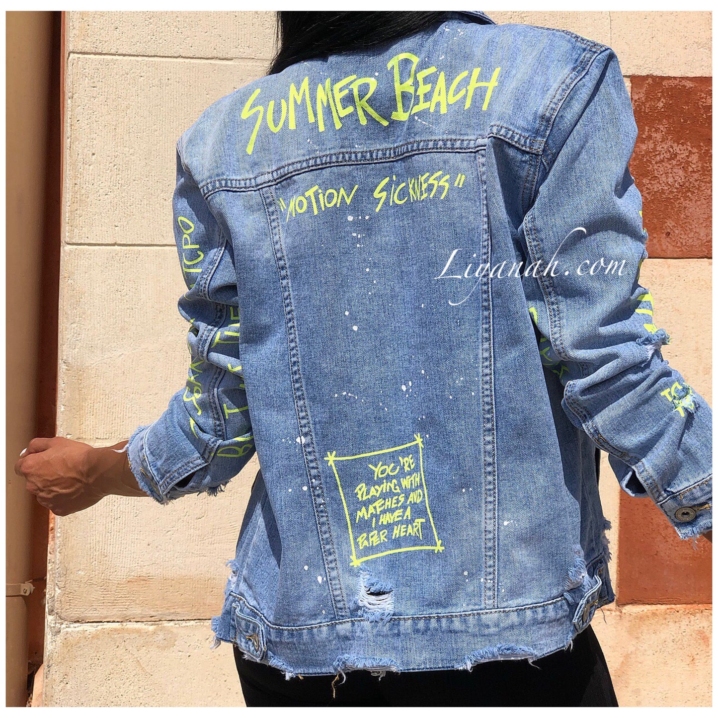 VESTE JEAN BLUE / YELLOW Modèle ONE LOVE