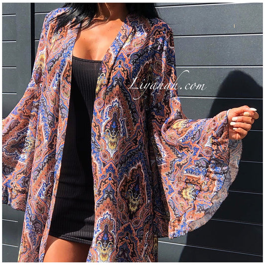 Kimono Long Modèle ETHNAYA à Imprimés