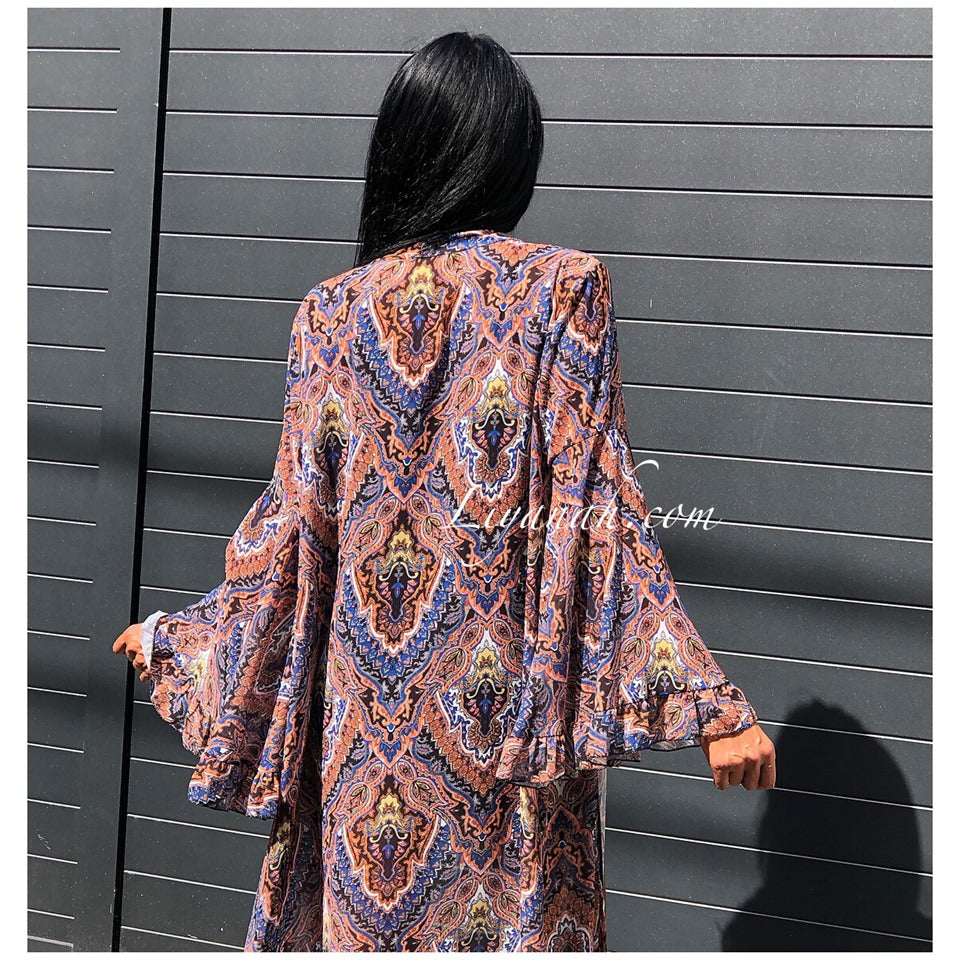 Kimono Long Modèle ETHNAYA à Imprimés