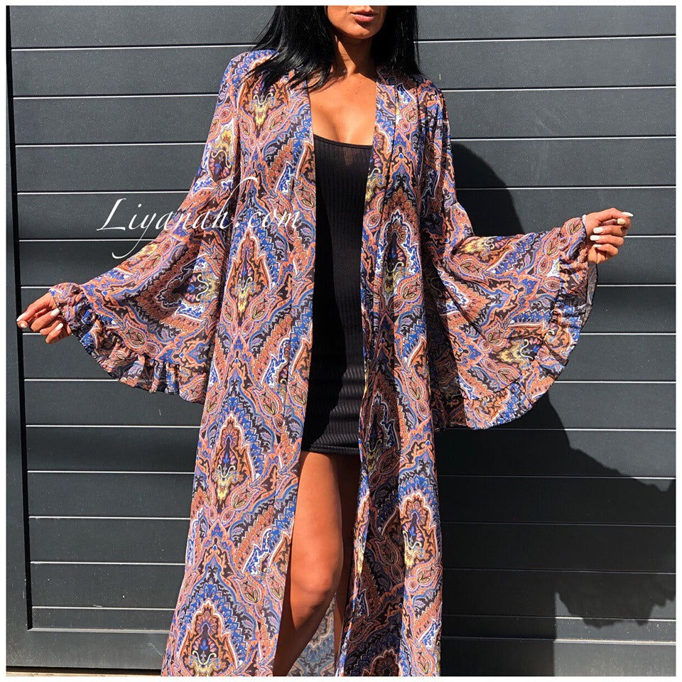 Kimono Long Modèle ETHNAYA à Imprimés