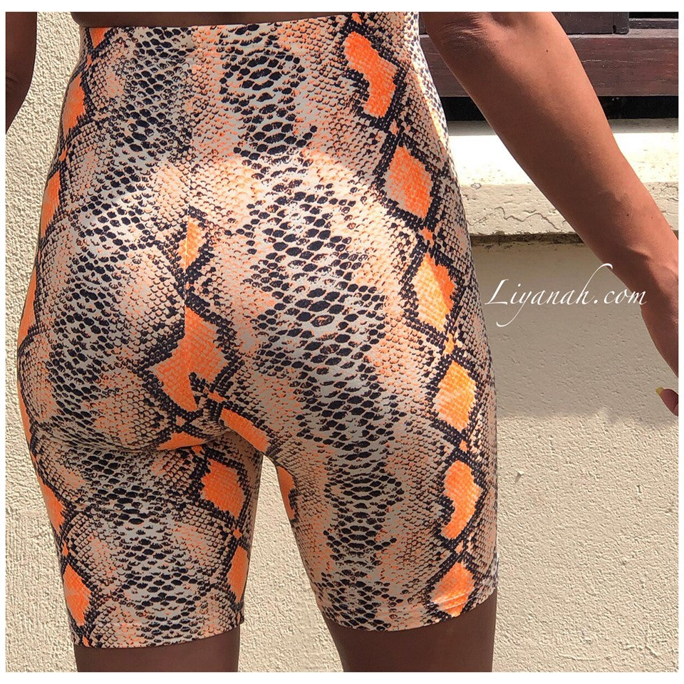 Ensemble Crop Top + Cycliste Modèle NOJA PYTHON ORANGE