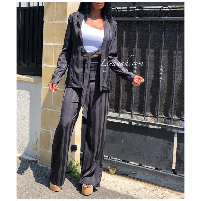 Tailleur Veste + Pantalon Modèle NAYARA NOIR