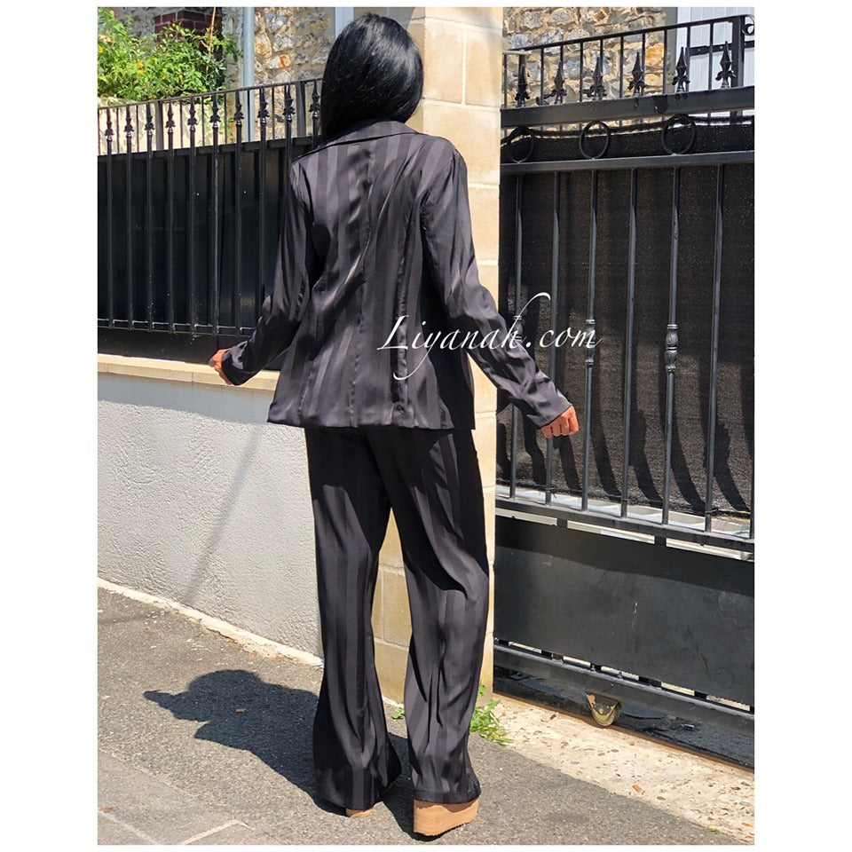 Tailleur Veste + Pantalon Modèle NAYARA NOIR