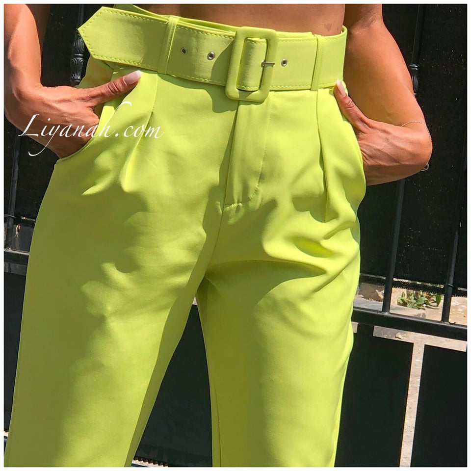 Ensemble Crop Top + Pantalon Modèle NATYA VERT PISTACHE