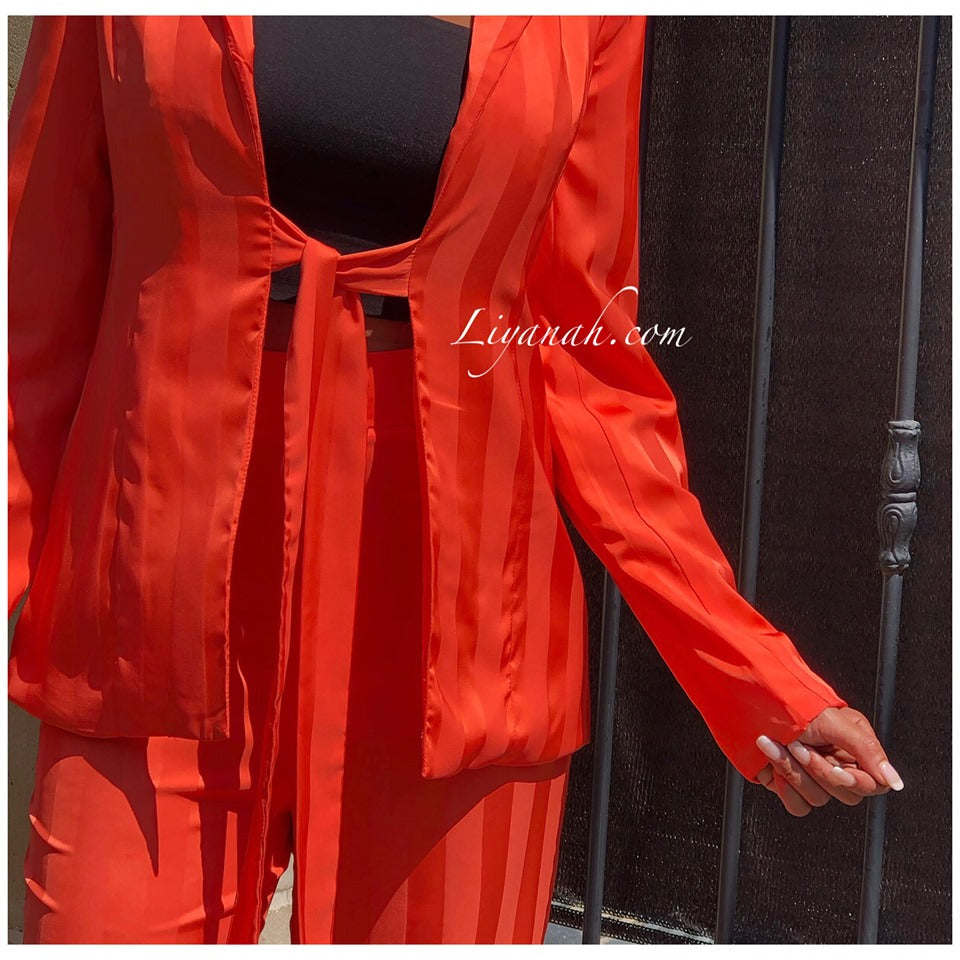 Tailleur Veste + Pantalon Modèle NAYARA ORANGE