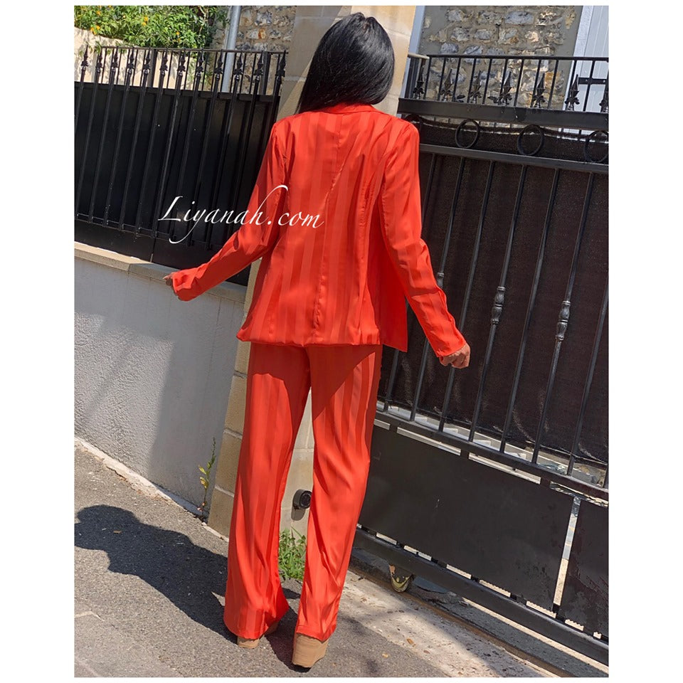 Tailleur Veste + Pantalon Modèle NAYARA ORANGE