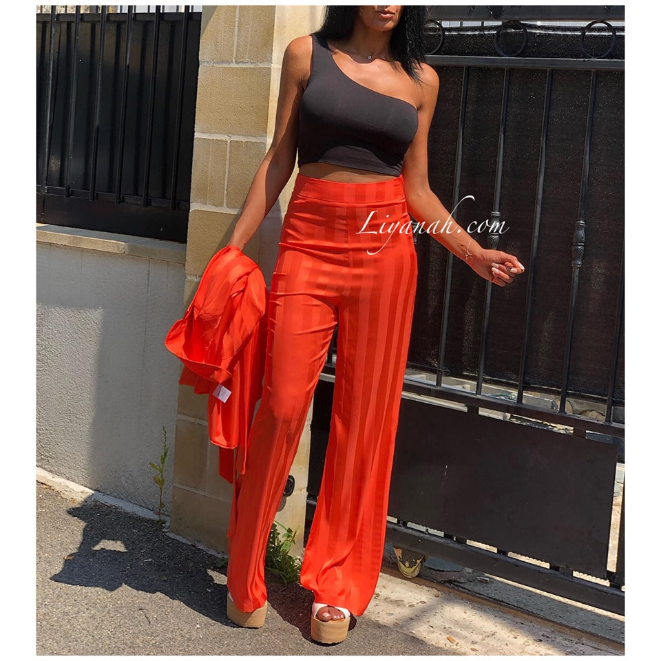 Tailleur Veste + Pantalon Modèle NAYARA ORANGE