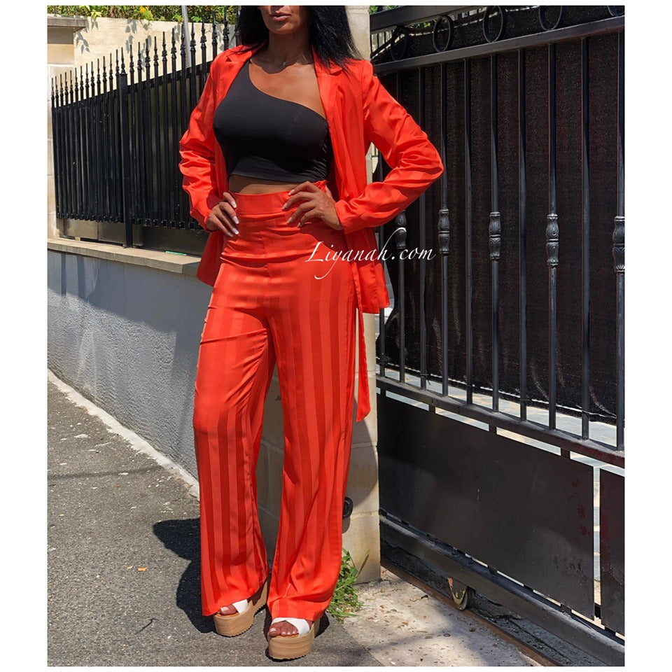 Tailleur Veste + Pantalon Modèle NAYARA ORANGE