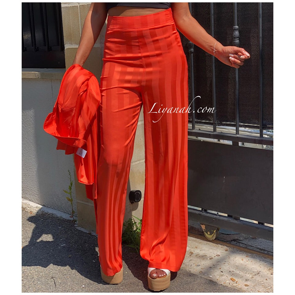 Tailleur Veste + Pantalon Modèle NAYARA ORANGE