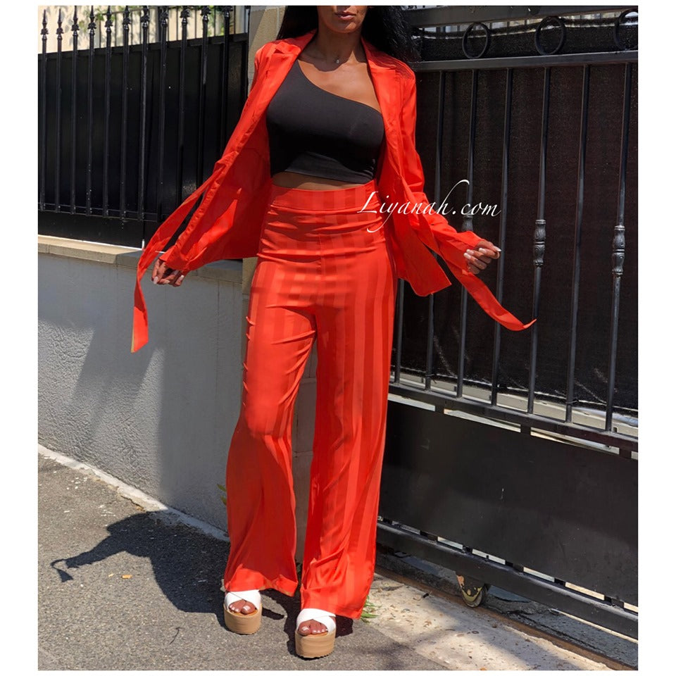 Tailleur Veste + Pantalon Modèle NAYARA ORANGE