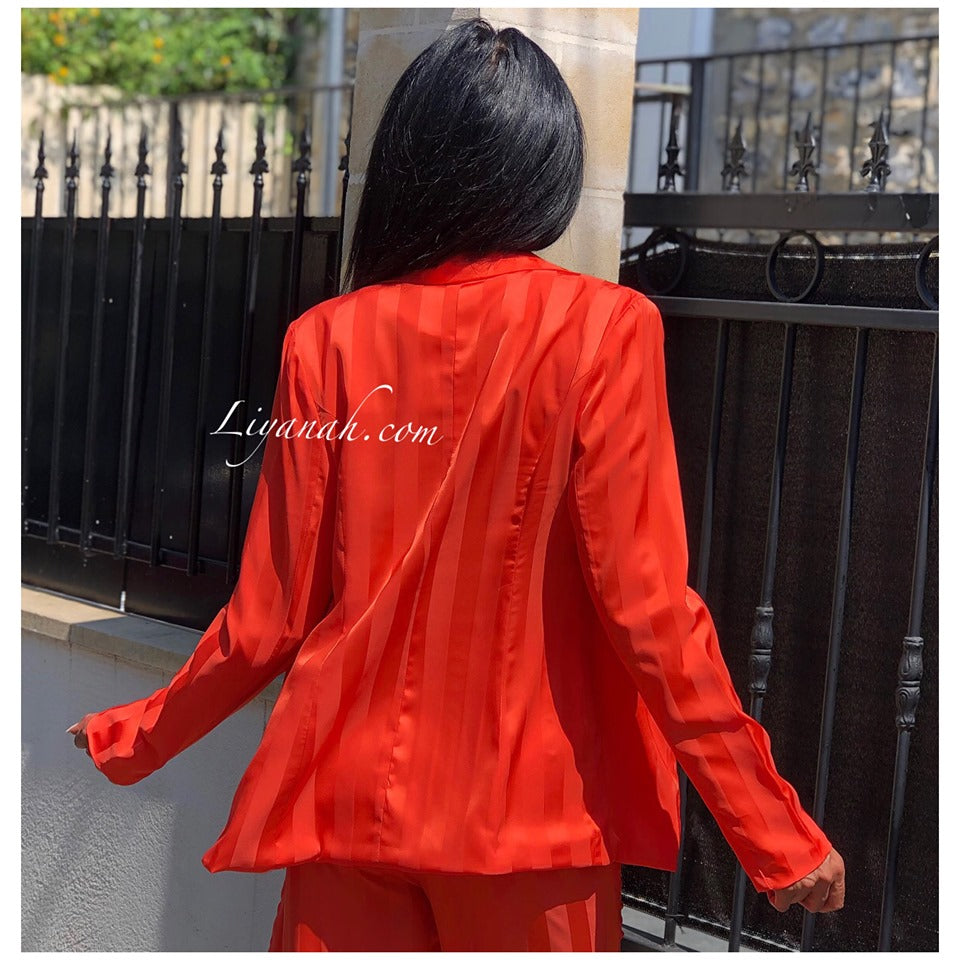 Tailleur Veste + Pantalon Modèle NAYARA ORANGE