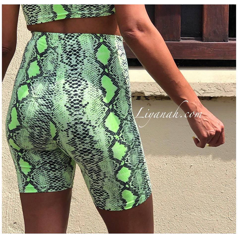 Ensemble Crop Top + Cycliste Modèle NOJA PYTHON VERT