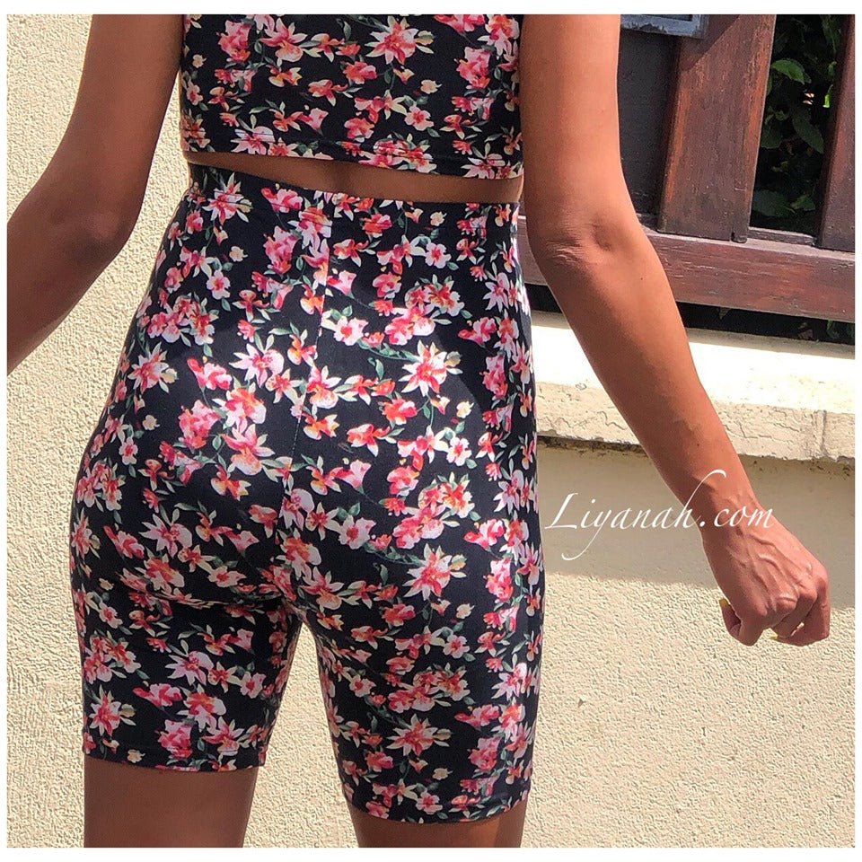 Ensemble Crop Top + Cycliste Modèle NOJA FLOWERS