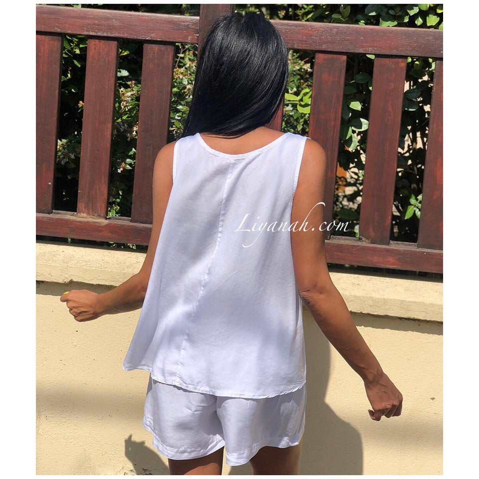 Ensemble Top + Short Modèle RAWDA BLANC