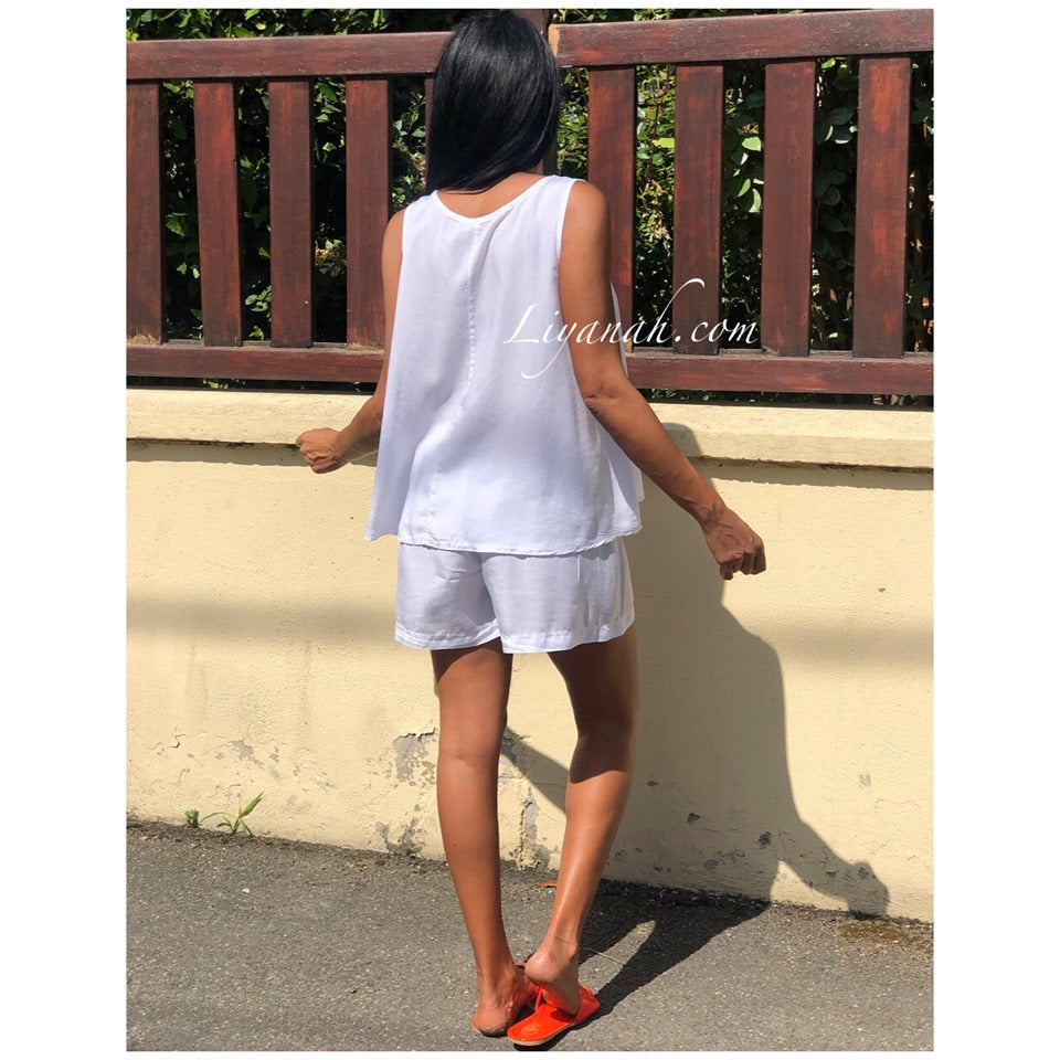 Ensemble Top + Short Modèle RAWDA BLANC