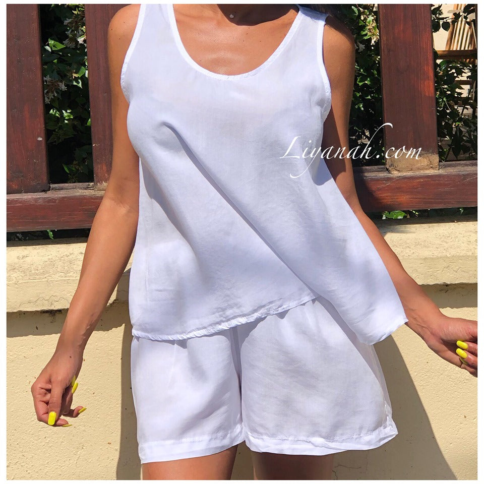 Ensemble Top + Short Modèle RAWDA BLANC