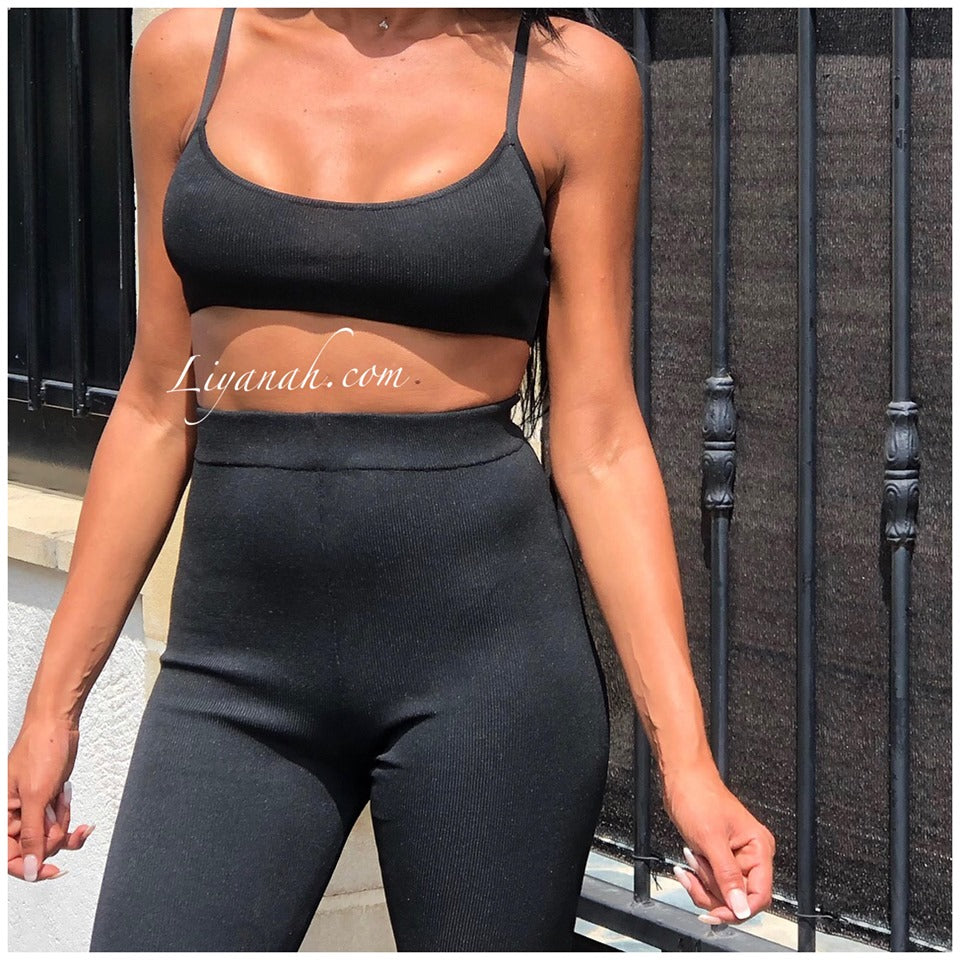 Ensemble Crop Top + Cycliste Modèle NEBYA NOIR