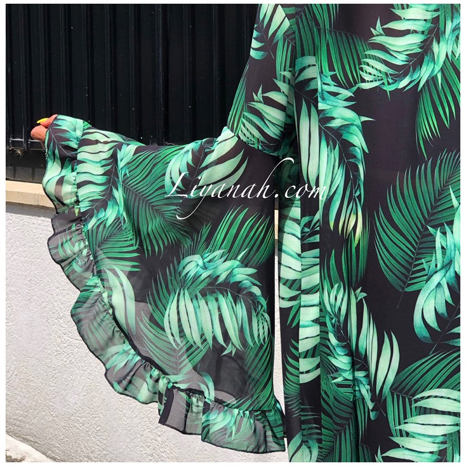 Kimono Long Modèle ETHYA Noir/Vert