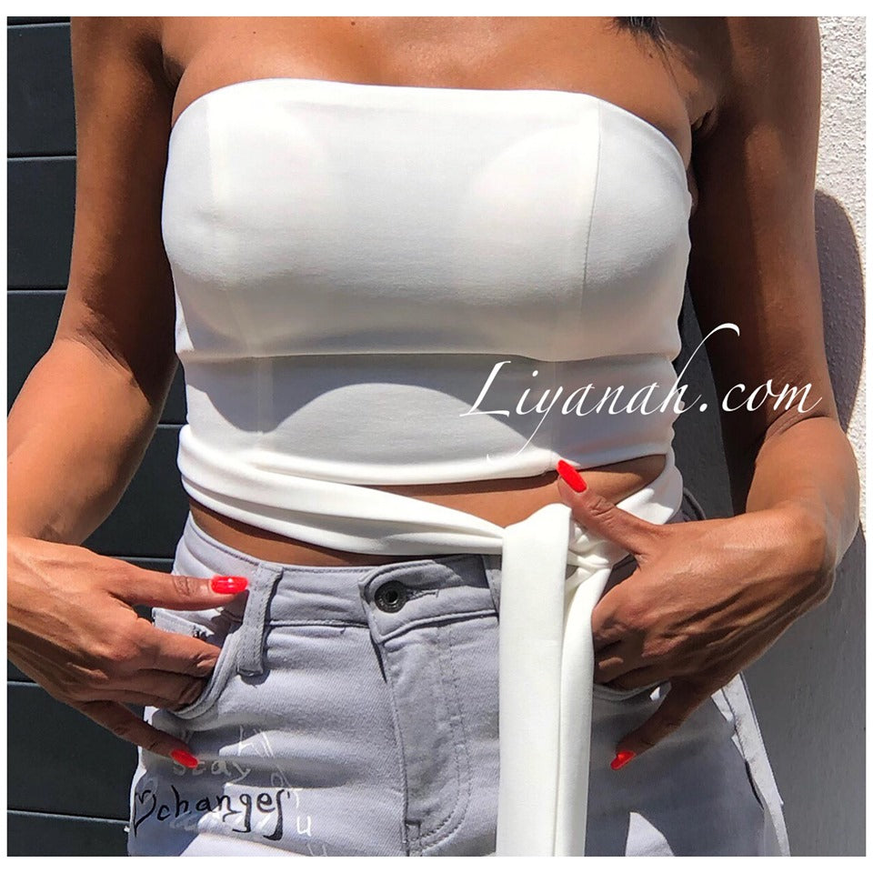 Crop Top Modèle ARENYA BLANC