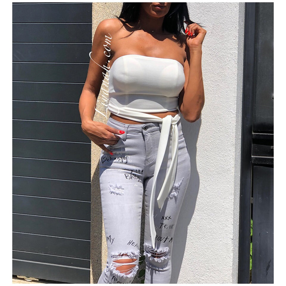 Crop Top Modèle ARENYA BLANC