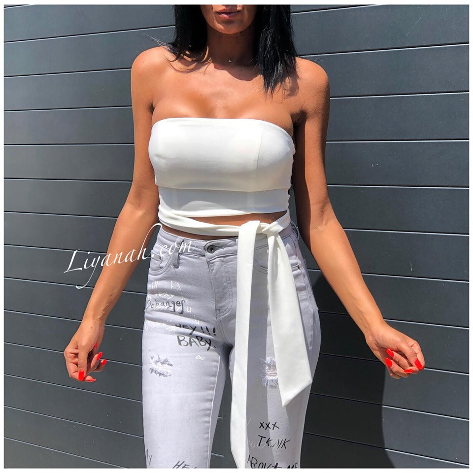 Crop Top Modèle ARENYA BLANC