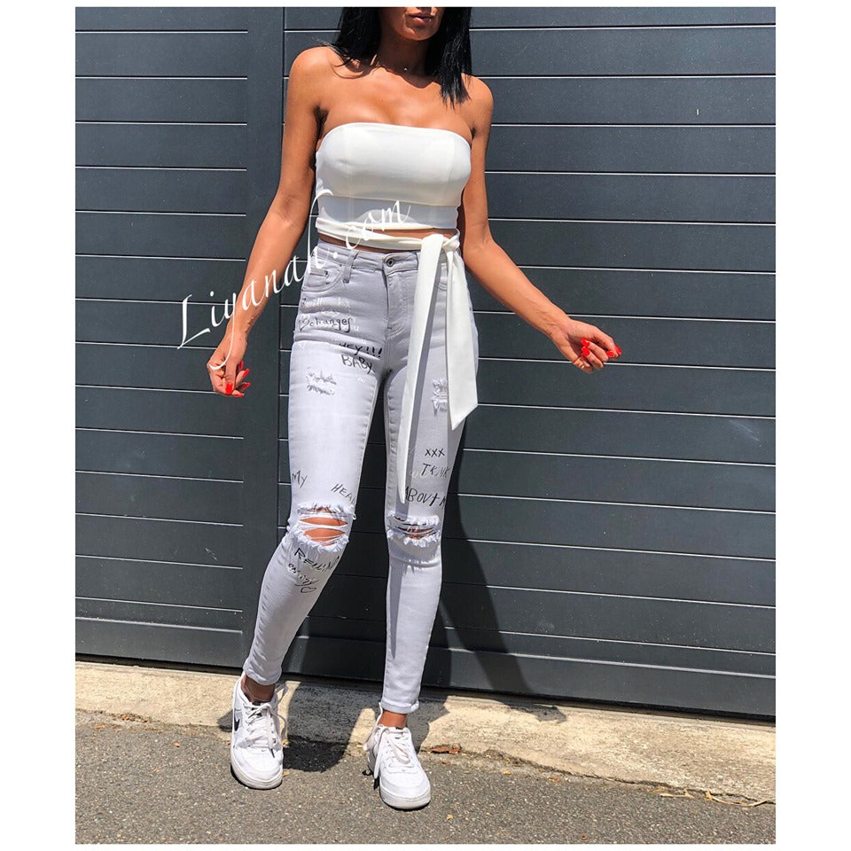 Crop Top Modèle ARENYA BLANC