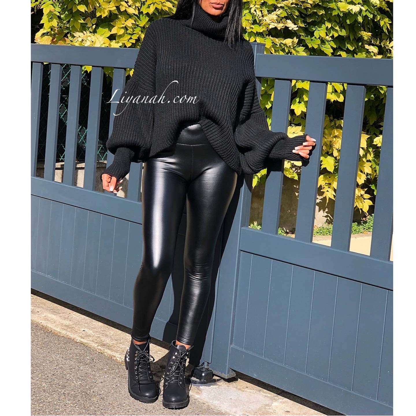 Legging TAILLE HAUTE AELYSA NOIR Aspect Cuir