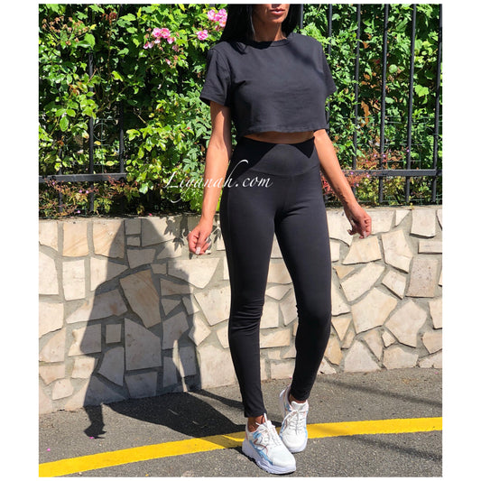 Ensemble Top + Legging Modèle GWEN NOIR