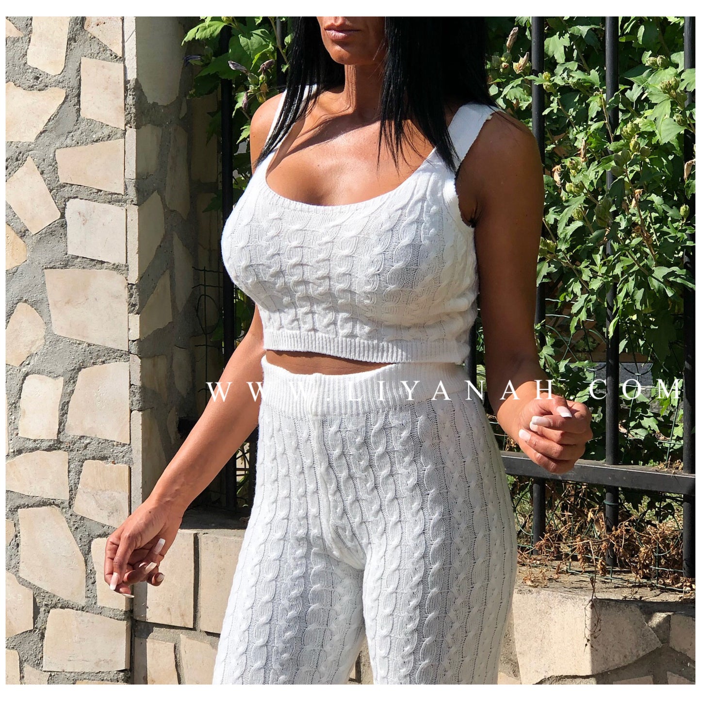 Ensemble Crop Top Legging Modele SVANA BLANC liyanah