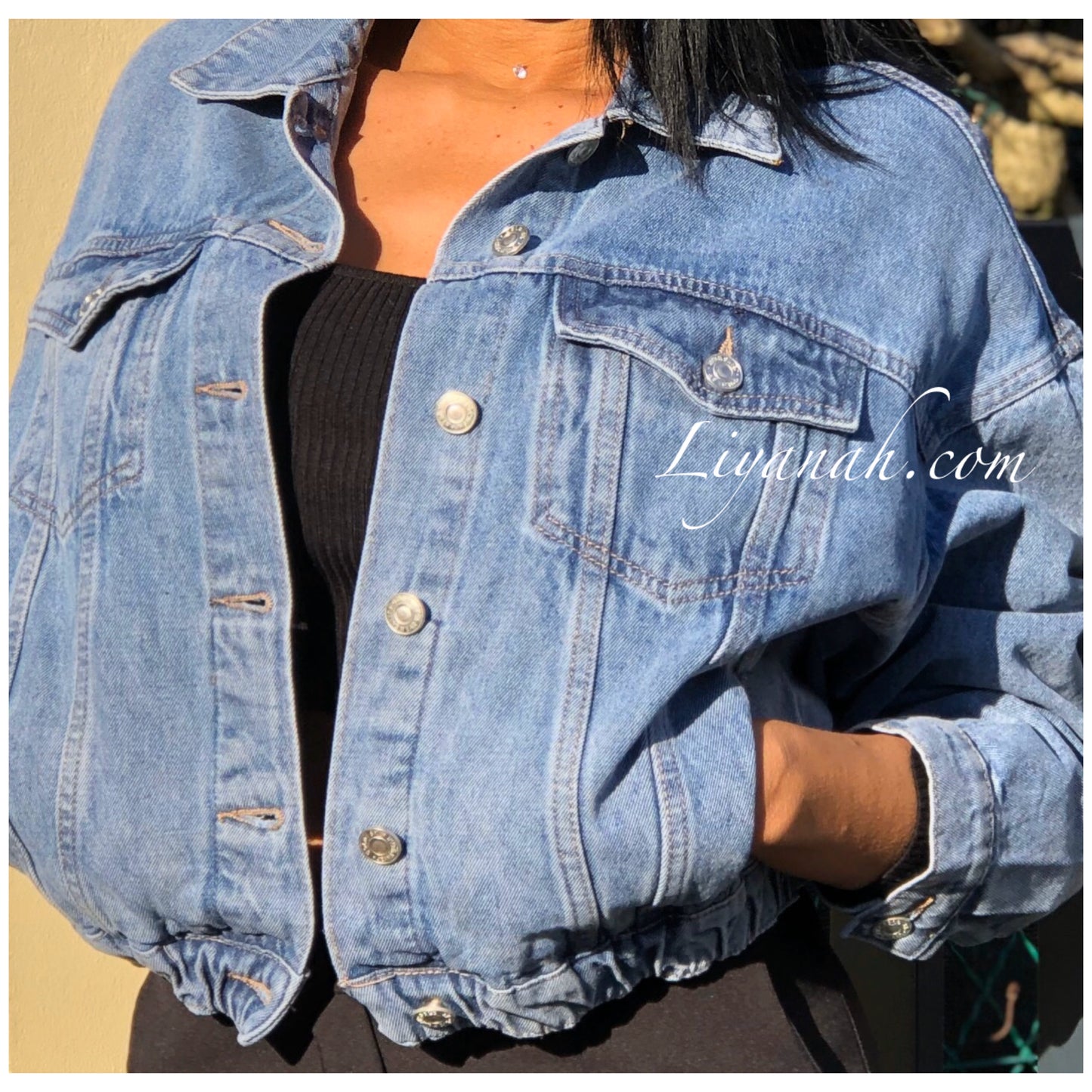 VESTE JEAN COURTE BLUE Modèle LYKA