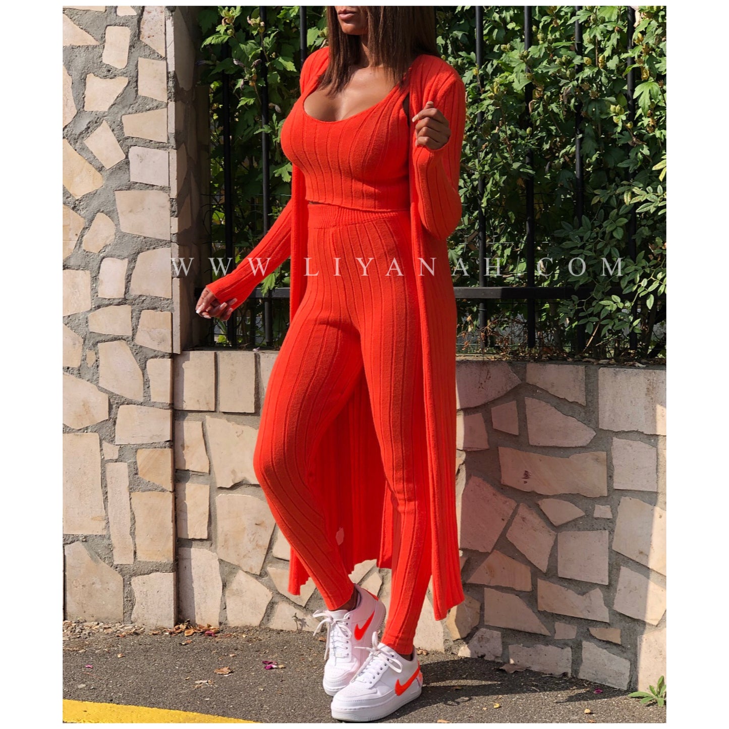 Ensemble Top + Legging + Gilet Modèle ALAYA ORANGE