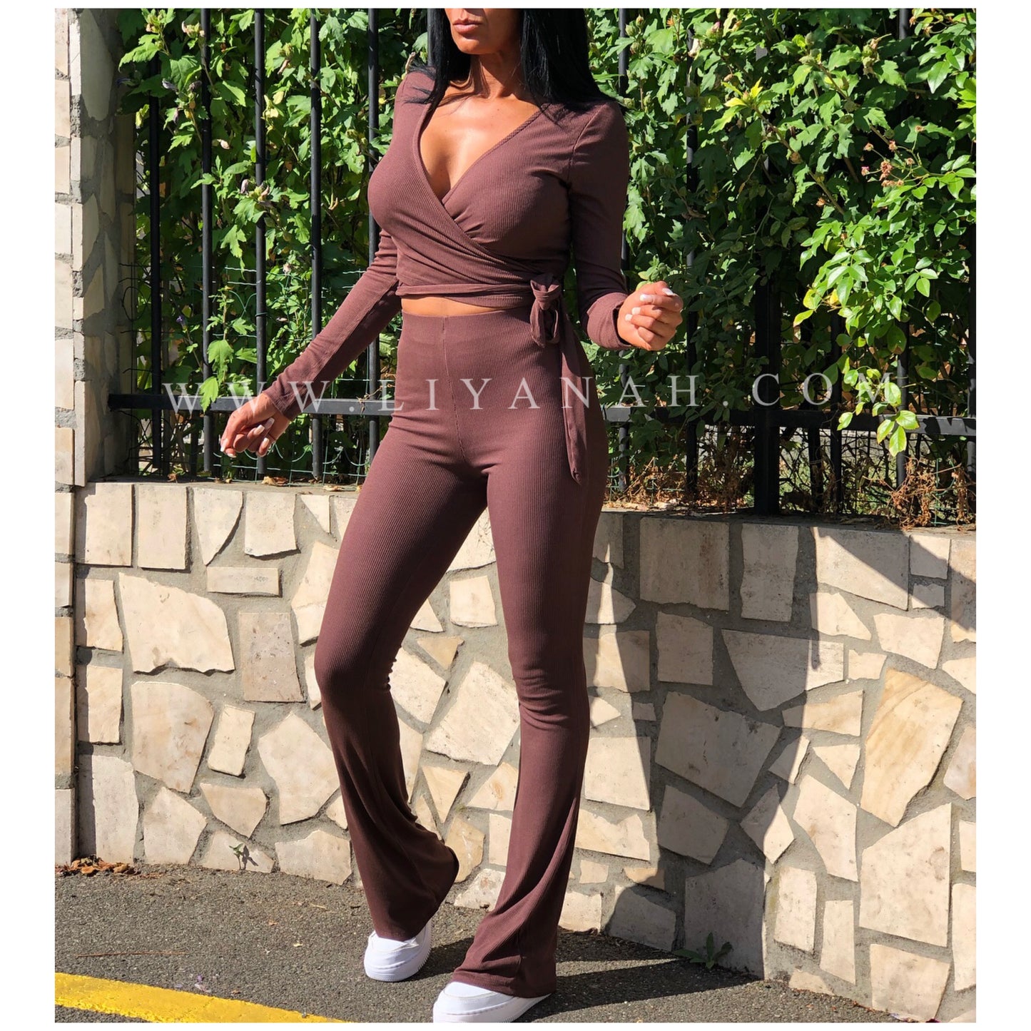 Ensemble Cache cœur + Pantalon Modèle LUZA CHOCOLAT