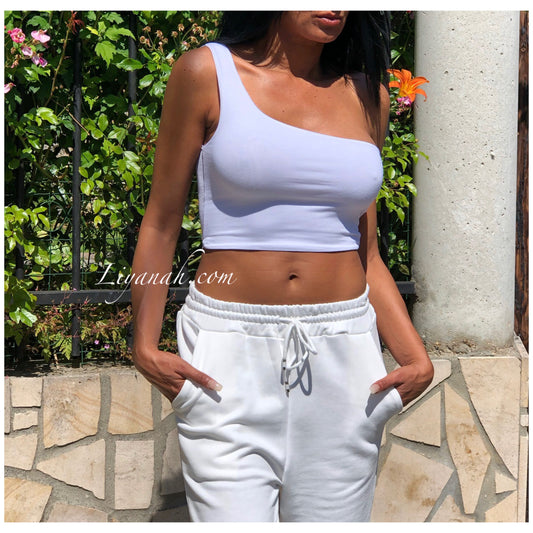 Crop top Modèle MYRISA BLANC