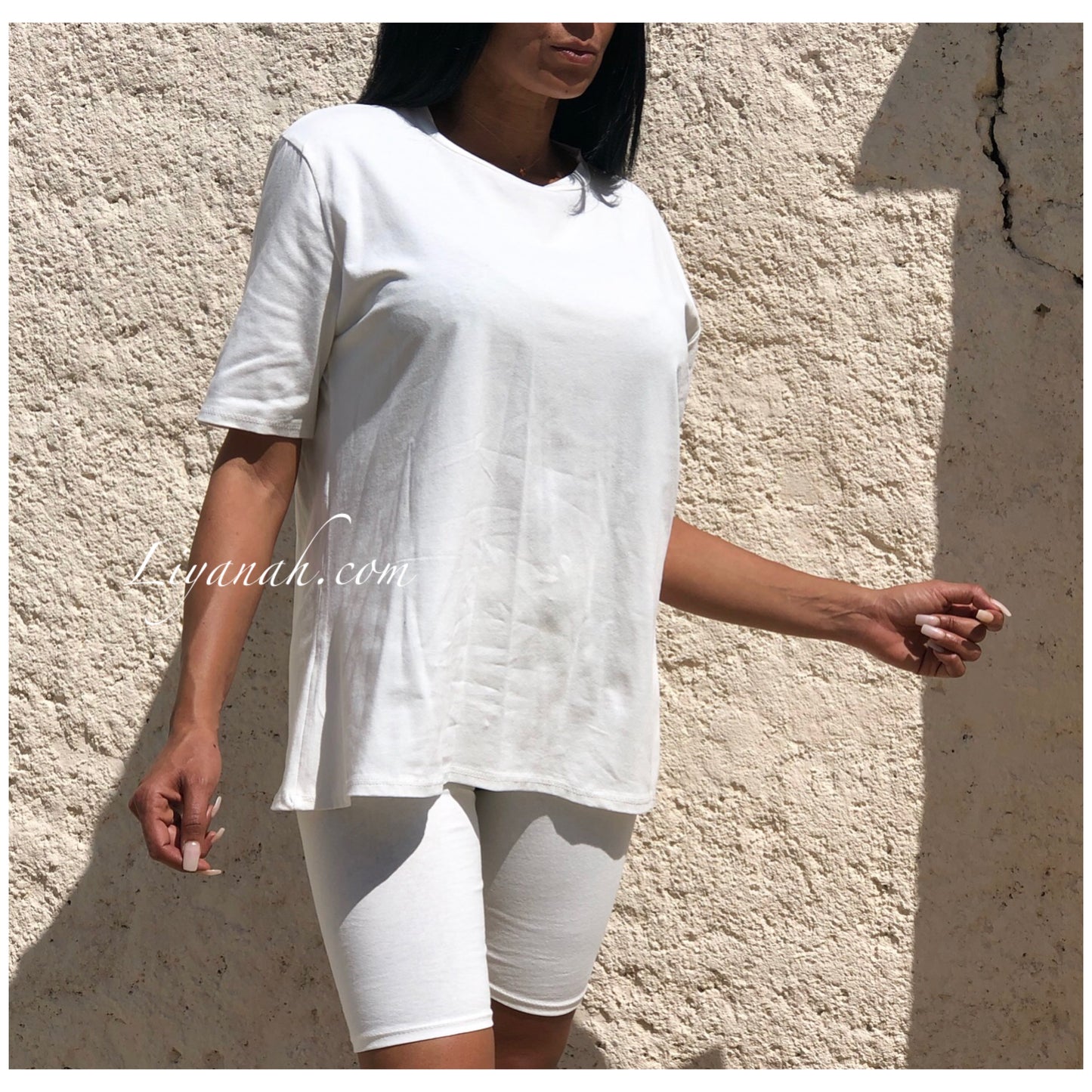 Ensemble T-shirt + Cycliste Modèle ADELA BLANC