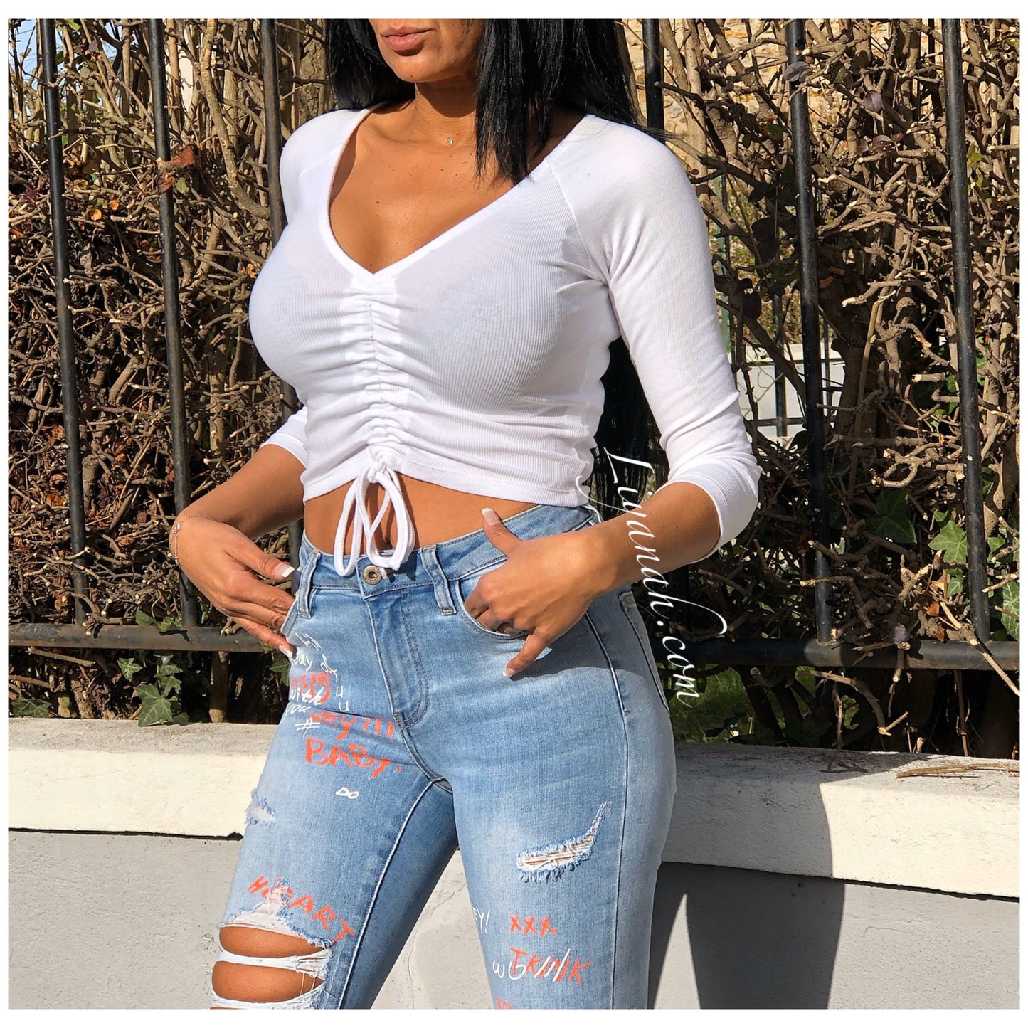 Crop top Modèle CHADY BLANC