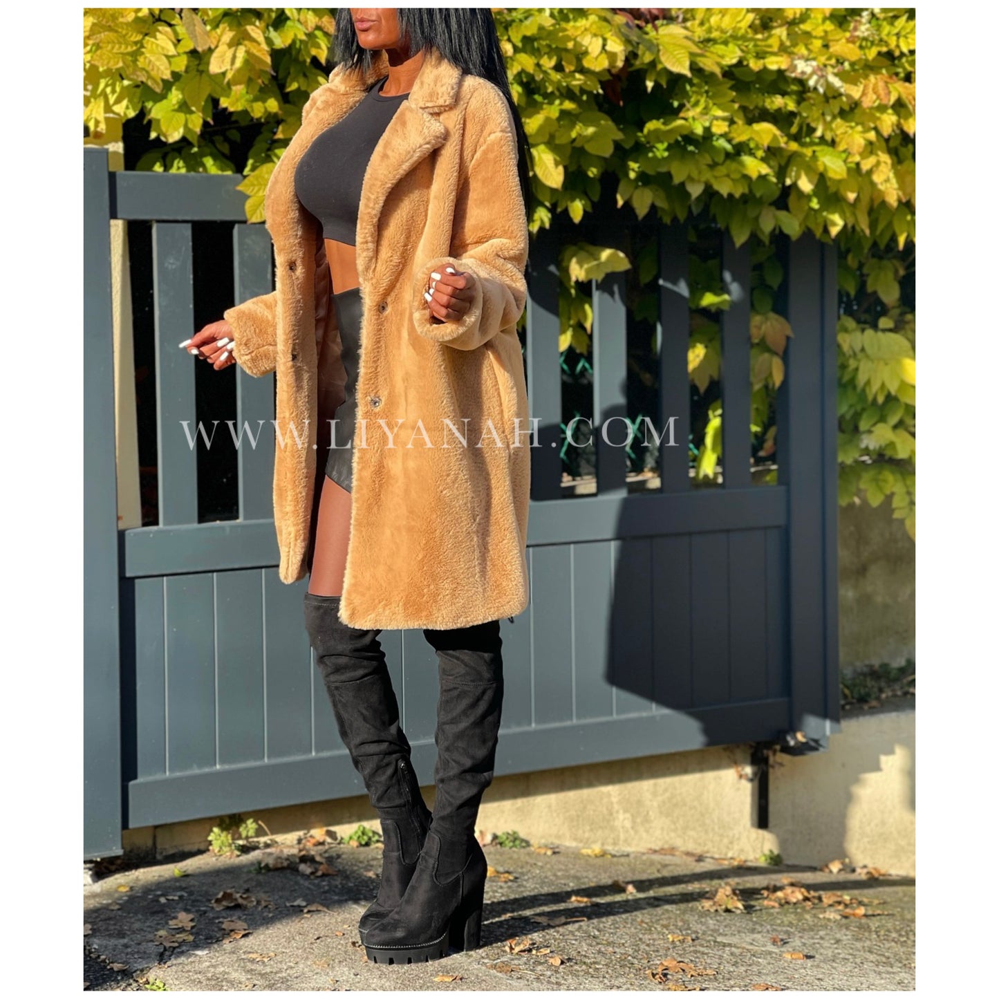 MANTEAU FAUSSE FOURRURE BEIGE Modèle VENYSA