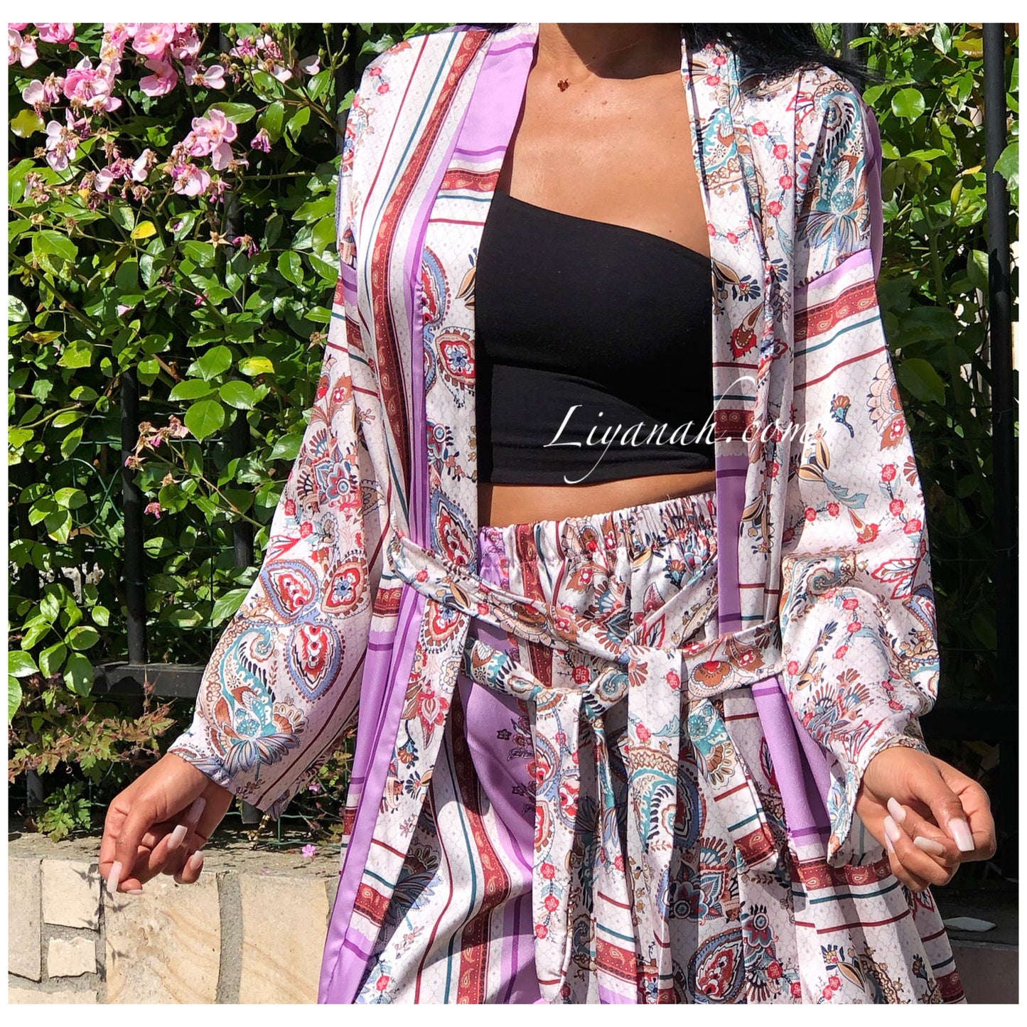 Ensemble Modèle LAYINA Kimono + Pantalon LAVANDE