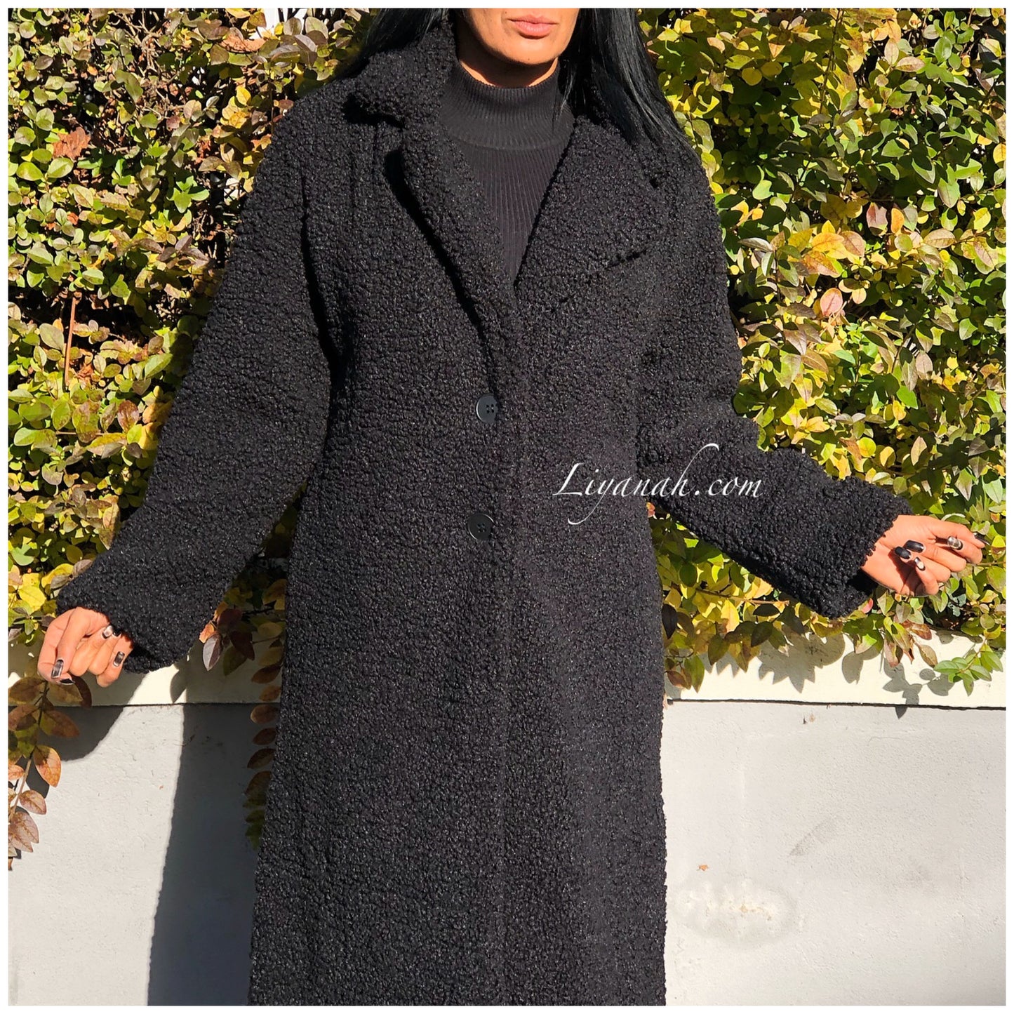 Teddy Coat Long OVERSIZE (COUPE LARGE) Modèle LEANA NOIR