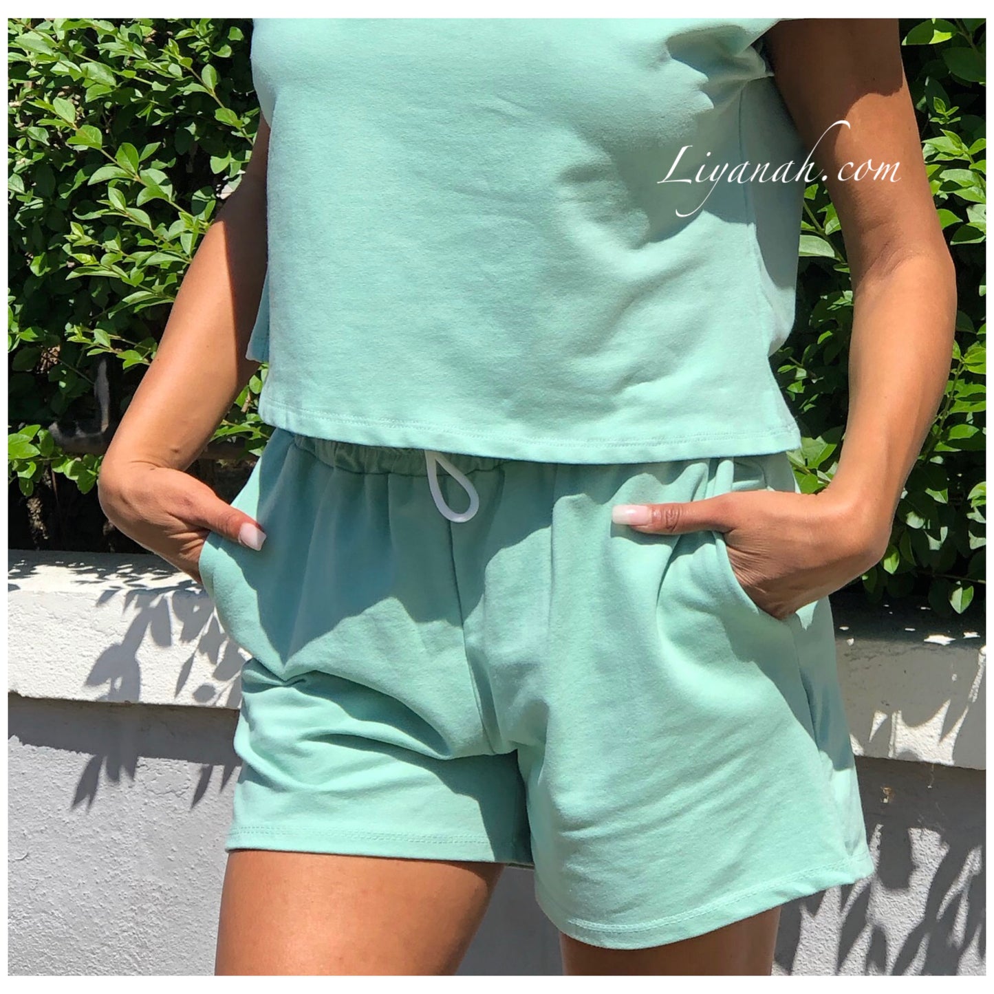 Ensemble Sweat + Short Modèle YANKELA VERT