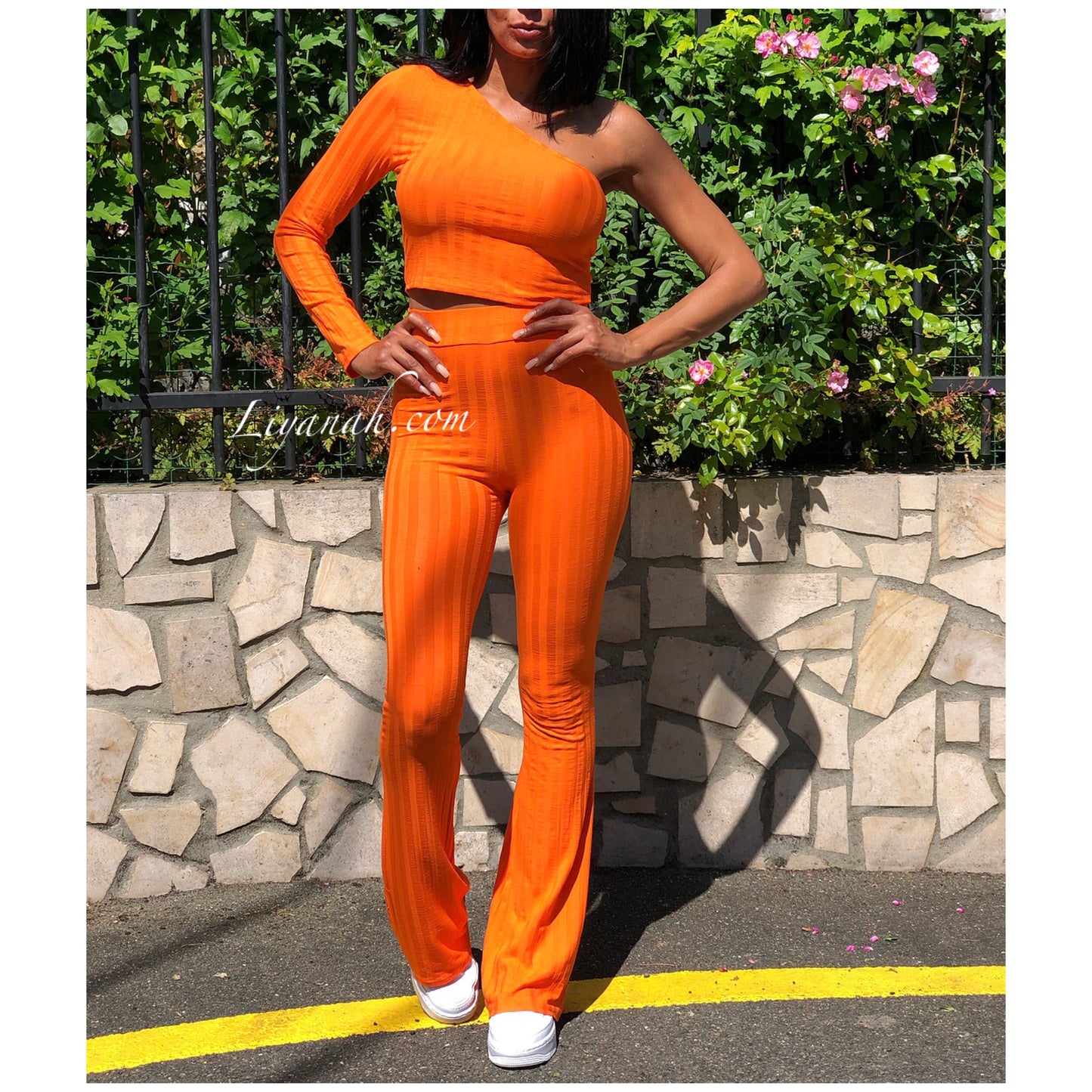 Ensemble Crop Top + Pantalon Modèle AZEA ORANGE