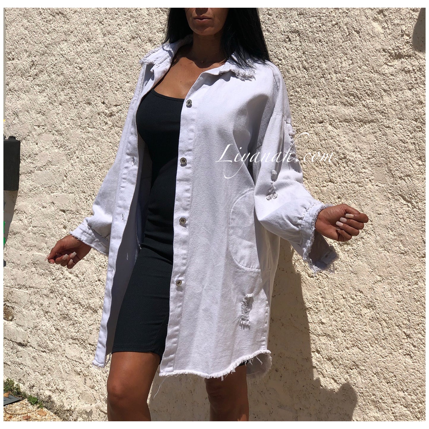 CHEMISE Longue (Style Robe) Modèle BAO GRIS CLAIR