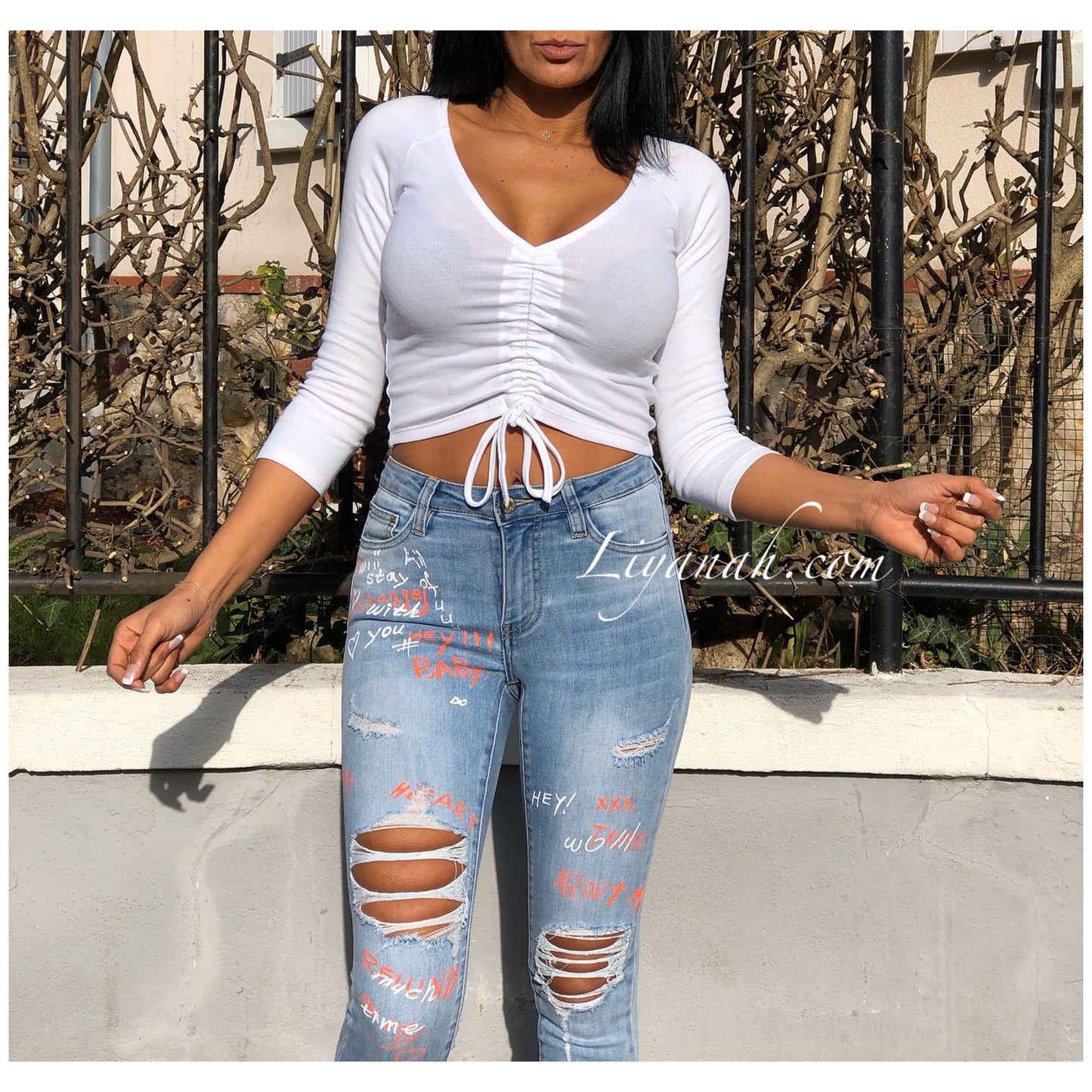 Crop top Modèle CHADY BLANC