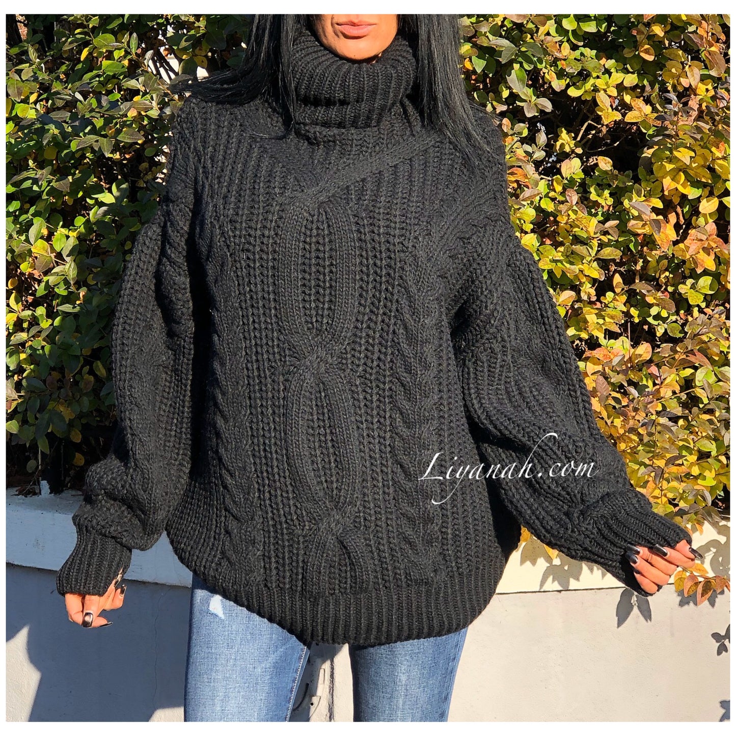 PULL MI-LONG Oversize Modèle ALLIEL Noir