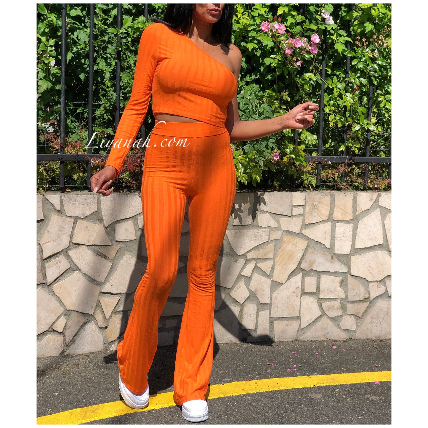 Ensemble Crop Top + Pantalon Modèle AZEA ORANGE