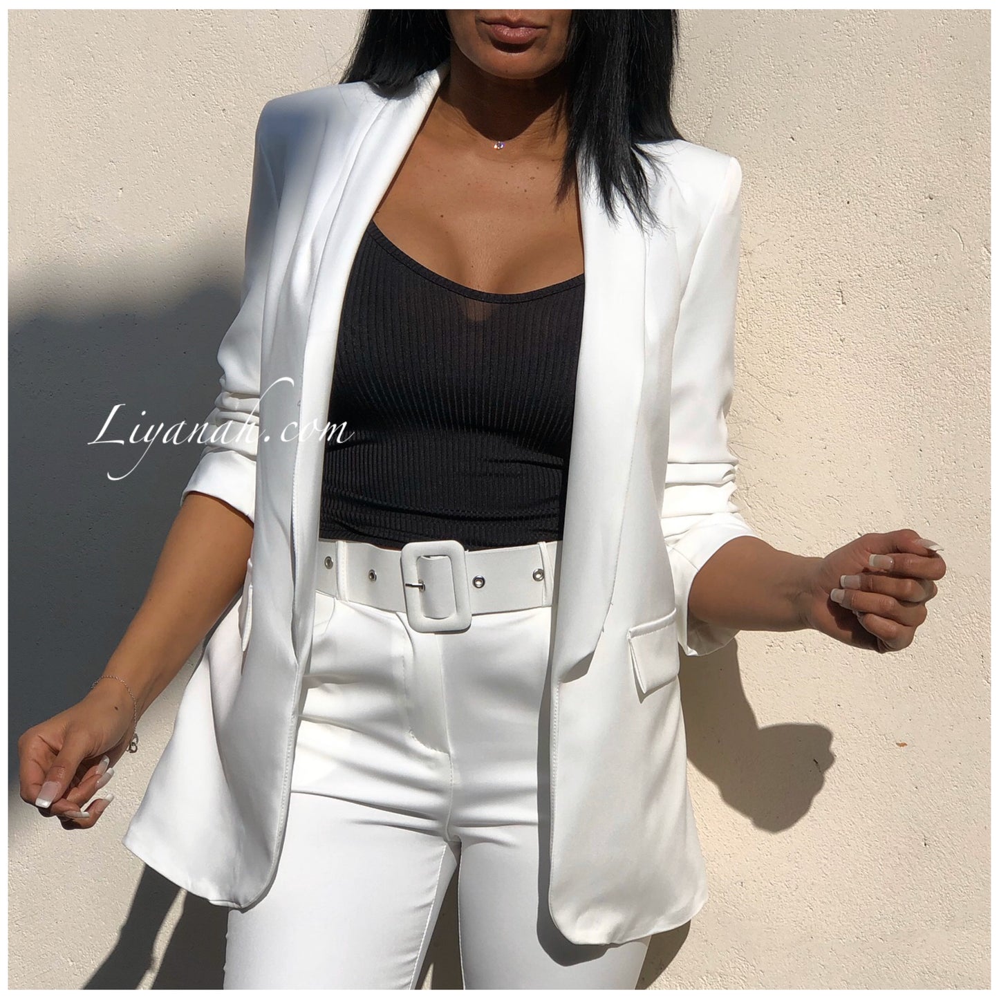 Tailleur Veste + Pantalon Modèle ROMANA BLANC