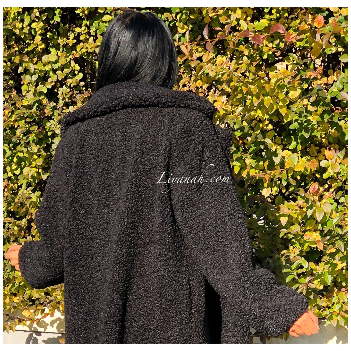 Teddy Coat Long OVERSIZE (COUPE LARGE) Modèle LEANA NOIR