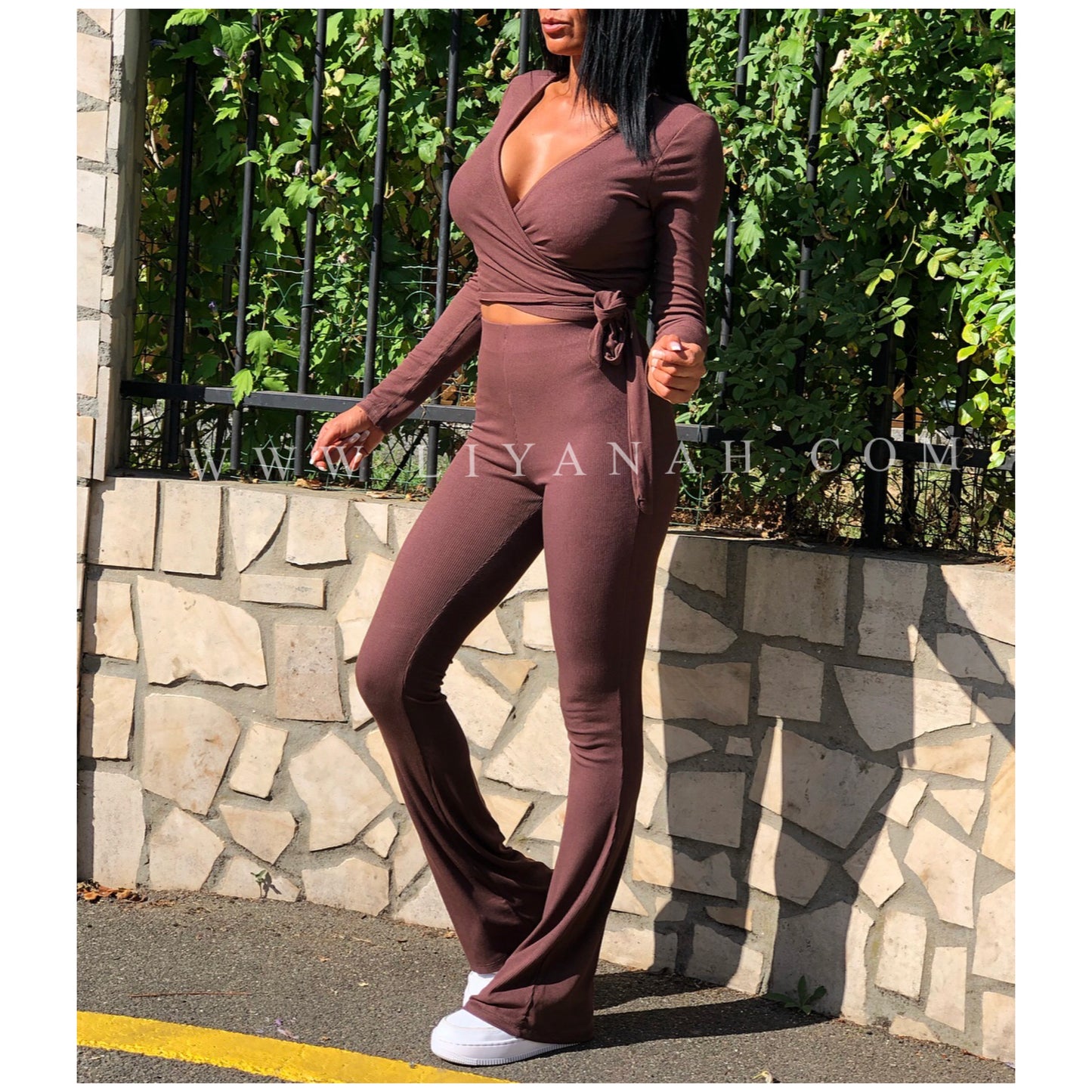 Ensemble Cache cœur + Pantalon Modèle LUZA CHOCOLAT